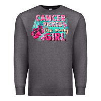 Charcoal Heather Cancer picked the wrong girl Breast Cancer Premium Sweatshirt - FaDigitalArtStudio
