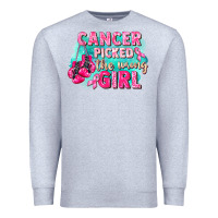 Heather Grey Cancer picked the wrong girl Breast Cancer Premium Sweatshirt - FaDigitalArtStudio