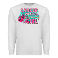 Oatmeal Heather Cancer picked the wrong girl Breast Cancer Premium Sweatshirt - FaDigitalArtStudio