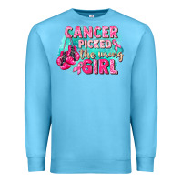 Ocean Blue Cancer picked the wrong girl Breast Cancer Premium Sweatshirt - FaDigitalArtStudio