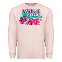 Pale Pink Cancer picked the wrong girl Breast Cancer Premium Sweatshirt - FaDigitalArtStudio