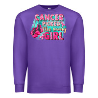 Purple Cancer picked the wrong girl Breast Cancer Premium Sweatshirt - FaDigitalArtStudio