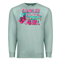 Cancer Picked The Wrong Girl Breast Cancer Premium Sweatshirt | Teevron
