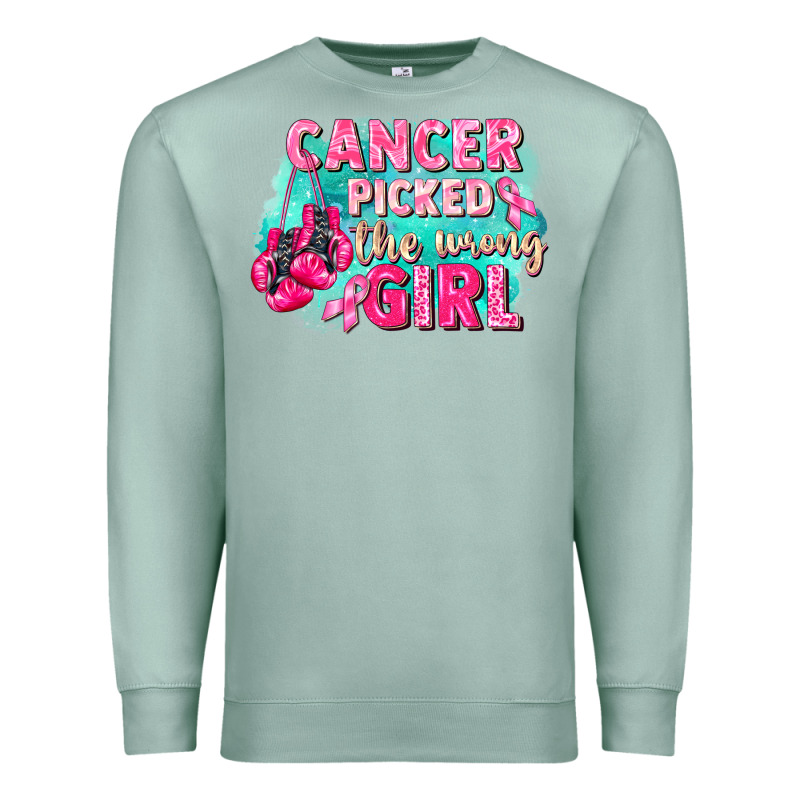 Cancer Picked The Wrong Girl Breast Cancer Premium Sweatshirt by FaDigitalArtStudio | Teevron