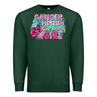 Sports Green Cancer picked the wrong girl Breast Cancer Premium Sweatshirt - FaDigitalArtStudio