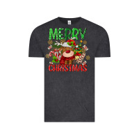 Vintage Black merry christmas deer Vintage Tee - MaliasSmallBusiness