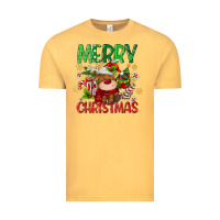 Vintage Mustard merry christmas deer Vintage Tee - MaliasSmallBusiness