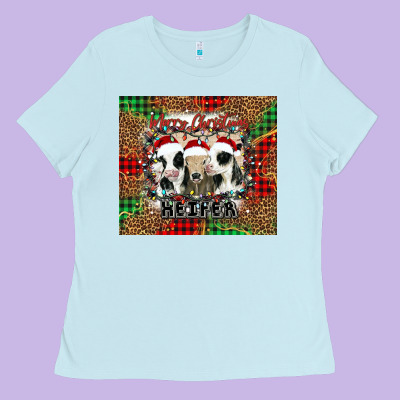Merry Christmas Heifer Ladies Tee Designed By Jasminsmagicworld