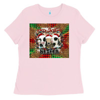 Bubblegum Pink merry Christmas heifer Ladies Tee - Jasminsmagicworld