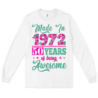 White made in 1972, 50 years of being awesome Long Sleeve Tee - Jasminsmagicworld