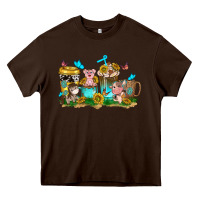 Chocolate Brown farm cute animals with sunflower coffee cups Heavy Core Tee - NancyCooperArtShop