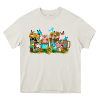 Cream farm cute animals with sunflower coffee cups Heavy Core Tee - NancyCooperArtShop