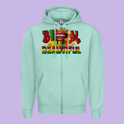 Black And Beautiful Zipper Hoodie Designed By Cowgirlartshop