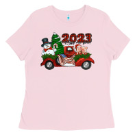 Bubblegum Pink happy new year truck 2023 Ladies Tee - Jasminsmagicworld