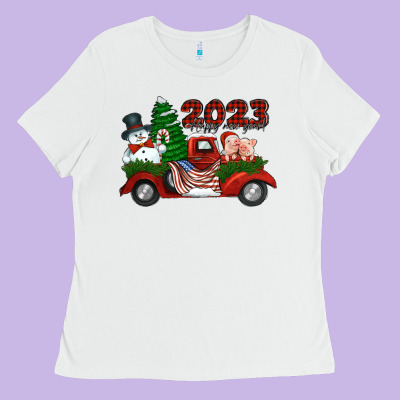 Happy New Year Truck 2023 Ladies Tee Designed By Jasminsmagicworld