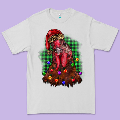 Christmas Rooster Premium Tee Designed By Barkaloodesign