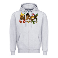 Heather Grey black is beautiful Zipper Hoodie - CowGirlArtShop