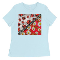 Baby Blue ladybug Ladies Tee - BarkalooDesign