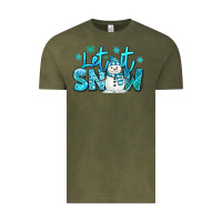 Vintage Olive let it snow winter snowman Vintage Tee - MaliasSmallBusiness