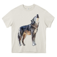 Cream wolf Heavy Core Tee - LillyAllenDesigns