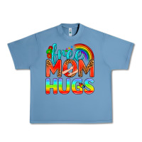 Pebble Blue Pride LGBTQ Free Mom Hugs Urban Heavy Tee - BundleAndBundleShop