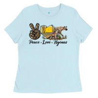 Baby Blue Peace Love Hyenas Ladies Tee - LillyAllenDesigns