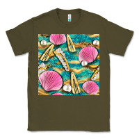 Army Green hair clasp and sea shells with leopard beach seamless pattern bbs Classic Tee - BundleAndBundleShop