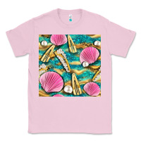 Bubblegum Pink hair clasp and sea shells with leopard beach seamless pattern bbs Classic Tee - BundleAndBundleShop