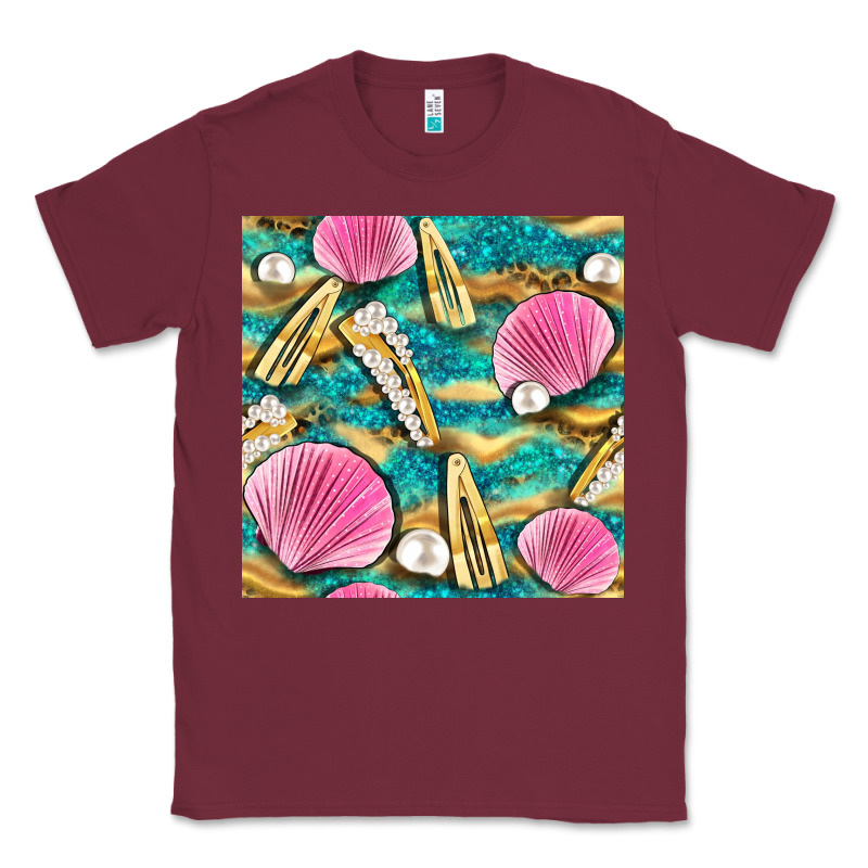 Hair Clasp And Sea Shells With Leopard Beach Seamless Pattern Bbs Classic Tee by BundleAndBundleShop | Teevron
