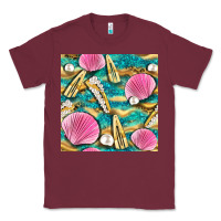 Burgundy hair clasp and sea shells with leopard beach seamless pattern bbs Classic Tee - BundleAndBundleShop
