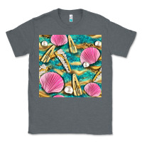Charcoal Heather hair clasp and sea shells with leopard beach seamless pattern bbs Classic Tee - BundleAndBundleShop