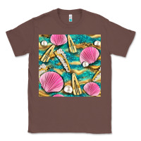 Chestnut hair clasp and sea shells with leopard beach seamless pattern bbs Classic Tee - BundleAndBundleShop