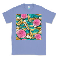 Colony Blue hair clasp and sea shells with leopard beach seamless pattern bbs Classic Tee - BundleAndBundleShop