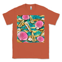 Copper hair clasp and sea shells with leopard beach seamless pattern bbs Classic Tee - BundleAndBundleShop
