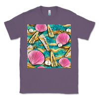 Lavender hair clasp and sea shells with leopard beach seamless pattern bbs Classic Tee - BundleAndBundleShop