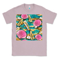Lilac hair clasp and sea shells with leopard beach seamless pattern bbs Classic Tee - BundleAndBundleShop