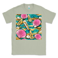 Matcha hair clasp and sea shells with leopard beach seamless pattern bbs Classic Tee - BundleAndBundleShop