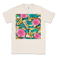 Natural hair clasp and sea shells with leopard beach seamless pattern bbs Classic Tee - BundleAndBundleShop