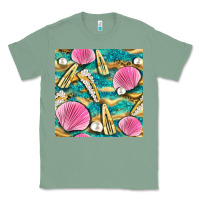Sage hair clasp and sea shells with leopard beach seamless pattern bbs Classic Tee - BundleAndBundleShop