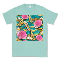 Seafoam hair clasp and sea shells with leopard beach seamless pattern bbs Classic Tee - BundleAndBundleShop