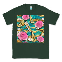 Sports Green hair clasp and sea shells with leopard beach seamless pattern bbs Classic Tee - BundleAndBundleShop