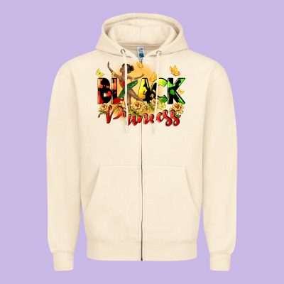 Black Princess Zipper Hoodie Designed By Cowgirlartshop