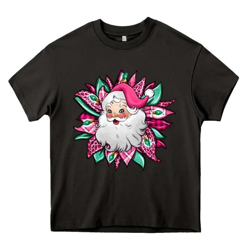 Pink Christmas Santa Claus Sunflower Heavy Core Tee by Jasminsmagicworld | Teevron