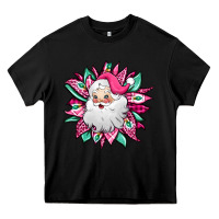 Black pink Christmas Santa Claus sunflower Heavy Core Tee - Jasminsmagicworld