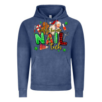 Vintage Denim santas favorite nail tech Vintage Hoodie - MaliasSmallBusiness