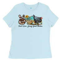 Peace Love Jersey Giant Chicken Ladies Tee | Teevron