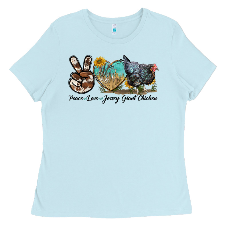 Peace Love Jersey Giant Chicken Ladies Tee by LillyAllenDesigns | Teevron