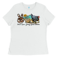 White Peace Love Jersey Giant Chicken Ladies Tee - LillyAllenDesigns