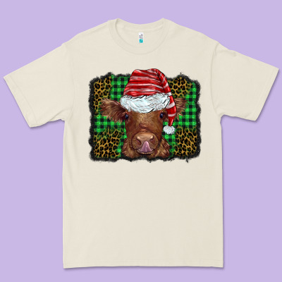Christmas Leopard Buffalo Plaid Baby Highland Cow Premium Tee Designed By Barkaloodesign