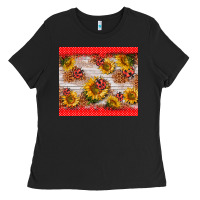 Black ladybug sunflower Ladies Tee - BarkalooDesign
